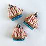 Skull & Crossbones Pirate Ship Glass Ornament