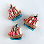 Skull & Crossbones Pirate Ship Glass Ornament