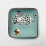 Waylande Gregory Square Dish with Leopard & Gold Dots Matte Aqua