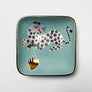Waylande Gregory Square Dish with Leopard & Gold Dots Matte Aqua