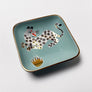 Waylande Gregory Square Dish with Leopard & Gold Dots Matte Aqua