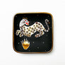 Waylande Gregory Square Dish with Leopard & Gold Dots Matte Black