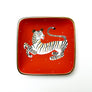 Waylande Gregory Square Dish with Tiger & Gold Dots Matte Orange