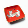 Waylande Gregory Square Dish with Tiger & Gold Dots Matte Orange