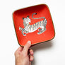 Waylande Gregory Square Dish with Tiger & Gold Dots Matte Orange