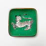 Waylande Gregory Square Dish with Tiger & Gold Dots Matte Green