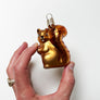 Forest Squirrel with Acorn Glass Ornament