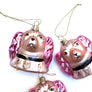 Pink Staffordshire Dog with Black Collar Glass Ornament