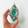 Starburst Teardrop Glass Ornament Blue