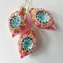 Starburst Teardrop Glass Ornament Pink