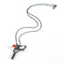PATCH NYC Treasure Necklace: Sterling Silver Heart Locket, Vintage Pocket Watch Key & Enamel Mushroom