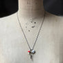PATCH NYC Treasure Necklace: Sterling Silver Heart Locket, Vintage Pocket Watch Key & Enamel Mushroom