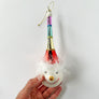 Snowman with Rainbow Hat Glass Ornament