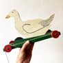 Vintage Painted Wood White Swan on Wheels