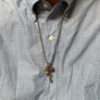 Treasure Necklace: Skeleton Key & Small Oval Sterling Silver Etched Locket (625B)