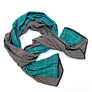 Teal Plaid & Grey/Tan Pinstripe Wide Linen Scarf