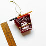 Chinese Takeout Container Red Glass Ornament