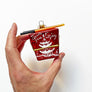 Chinese Takeout Container Red Glass Ornament
