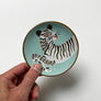 Waylande Gregory Small Bowl with Tiger & Gold Dots Matte Aqua
