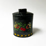 Vintage Hand Painted Toleware Metal Oval Canister