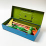Vintage Busy Boy Metal Tool Chest with Vinyl Toys (11 piece set)