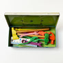 Vintage Busy Boy Metal Tool Chest with Vinyl Toys (11 piece set)