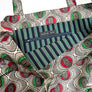Cotton Print Market Tote: Green & Red Geometric
