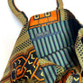 Cotton Print Market Tote: Orange & Navy Geometric