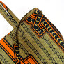 Cotton Print Market Tote: Orange & Navy Geometric