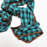 Turquoise & Black Check Flannel Scarf