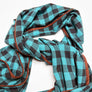 Turquoise & Black Check Flannel Scarf