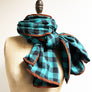 Turquoise & Black Check Flannel Scarf