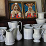 Vintage Dog Portraits - Original Paintings on Board in Gold Tone Frames (Pair)