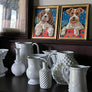 Vintage Dog Portraits - Original Paintings on Board in Gold Tone Frames (Pair)