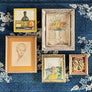 Vintage Original Abstract Needlework in Wood Frame