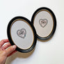 Don Carney Pair of Brown Eyes with Gem Tears & Diamond Hearts - Art Prints in Vintage Black & Gold Oval Frames