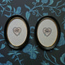 Don Carney Pair of Brown Eyes with Gem Tears & Diamond Hearts - Art Prints in Vintage Black & Gold Oval Frames