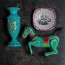 Victorian Turquoise Blue Bristol Glass Small Vase Made in England