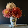 Vintage Ceramic Vase with Floral and Fruit Decorations