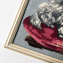 Vintage Original Persian Cat on Pink Cushion Needlework in Wood Frame