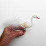 White Swan with Feather Tail Glass Clip Ornament