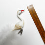 White Swan with Feather Tail Glass Clip Ornament
