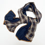 PATCH NYC Navy Blue with Blue, Brown, White Plaid Mixed Fabric Scarf