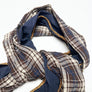 PATCH NYC Navy Blue with Blue, Brown, White Plaid Mixed Fabric Scarf