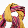 PATCH NYC Honey Yellow with Mixed Berry Stripe Mixed Fabric Scarf
