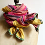 PATCH NYC Honey Yellow with Mixed Berry Stripe Mixed Fabric Scarf