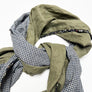 PATCH NYC Light Olive with Blue Check Mixed Fabric Scarf