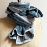 PATCH NYC Blue with Grey and Black Stripe Mixed Fabric Scarf