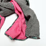 Pink & Black Check Wide Linen Scarf