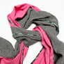 Pink & Black Check Wide Linen Scarf